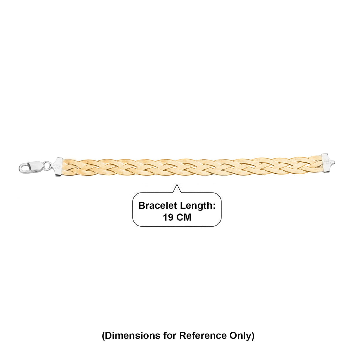 Sterling Silver 10.4MM Braided Bracelet with Lobster Clasp in Two Tone Plating 7.5 Inch 8356383 5