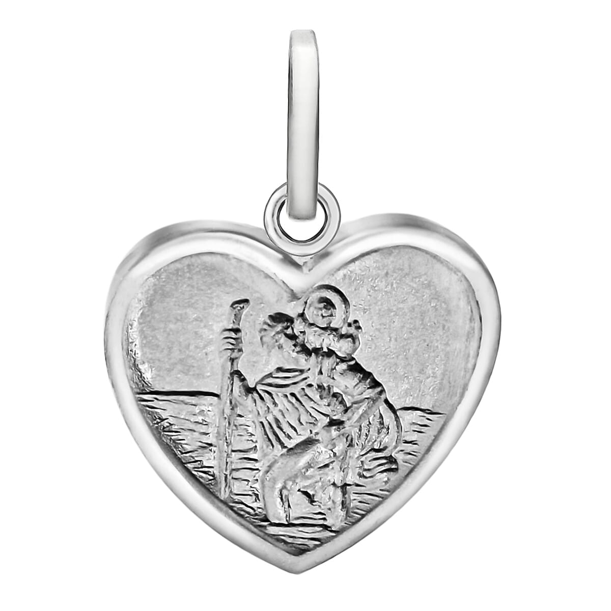 Sterling Silver 15 mm x 19mm Saint Christopher Heart Satin Pendant 7159905 0