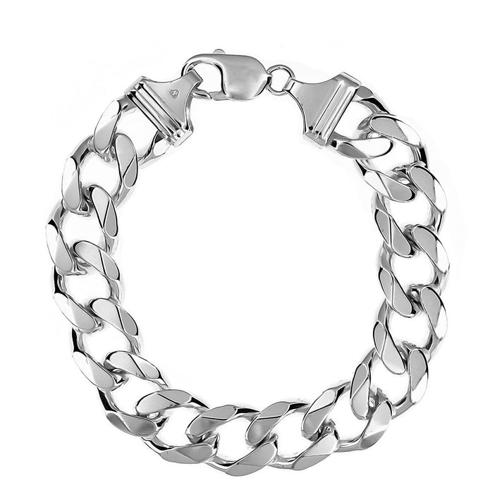 Sterling Silver 15mm Diamond Cut Curb Bracelet 9 Inch 8928847 1