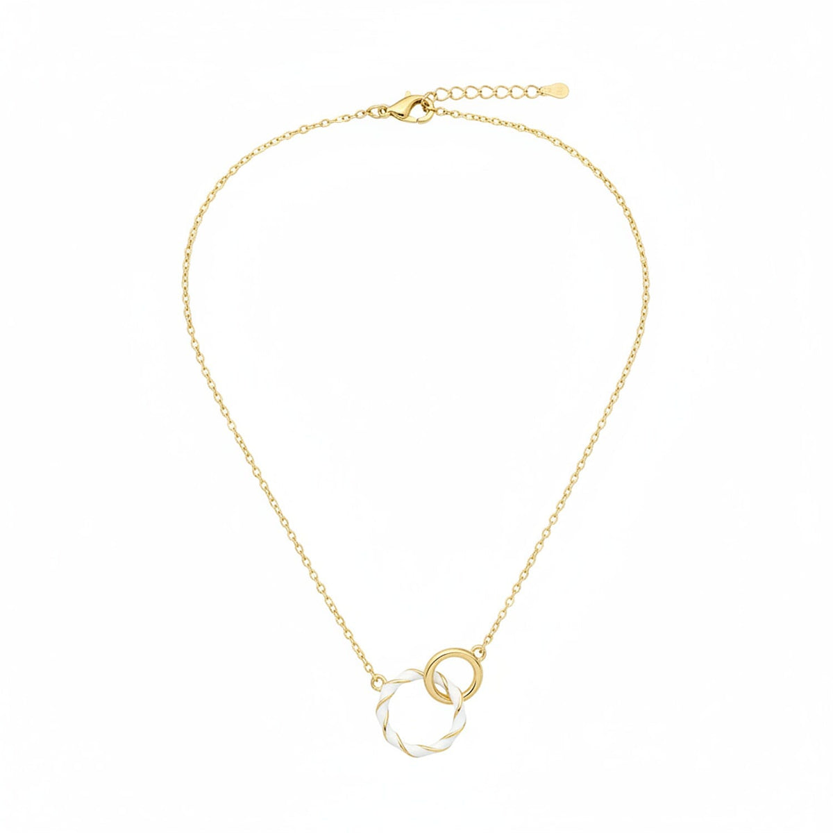 White Enamelled Marco Bicego Interlink Necklace (Size 17 - 1 Ext) in Yellow Gold Plated Sterling Silver 8376226 0