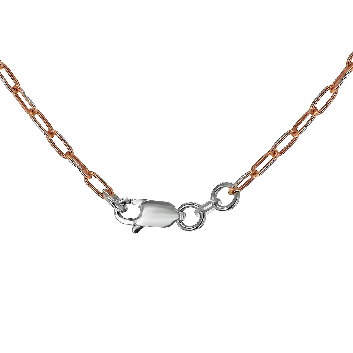 Sterling Silver 2 Tone Diamond Cut Paperclip Chain 16 Inch 7611207 4