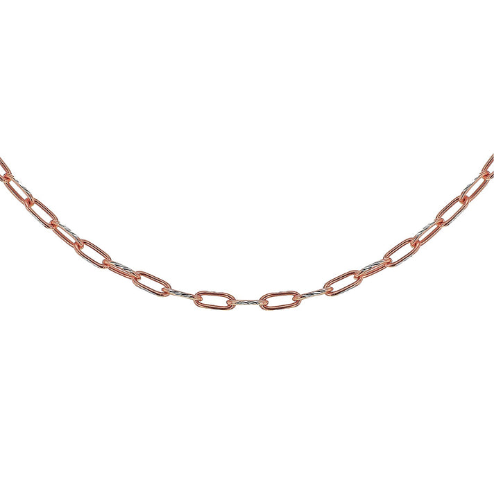 Sterling Silver 2 Tone Diamond Cut Paperclip Chain 18 Inch 7611208 1