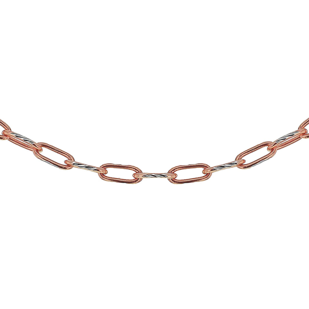 Sterling Silver 2 Tone Diamond Cut Paperclip Chain 18 Inch 7611208 3
