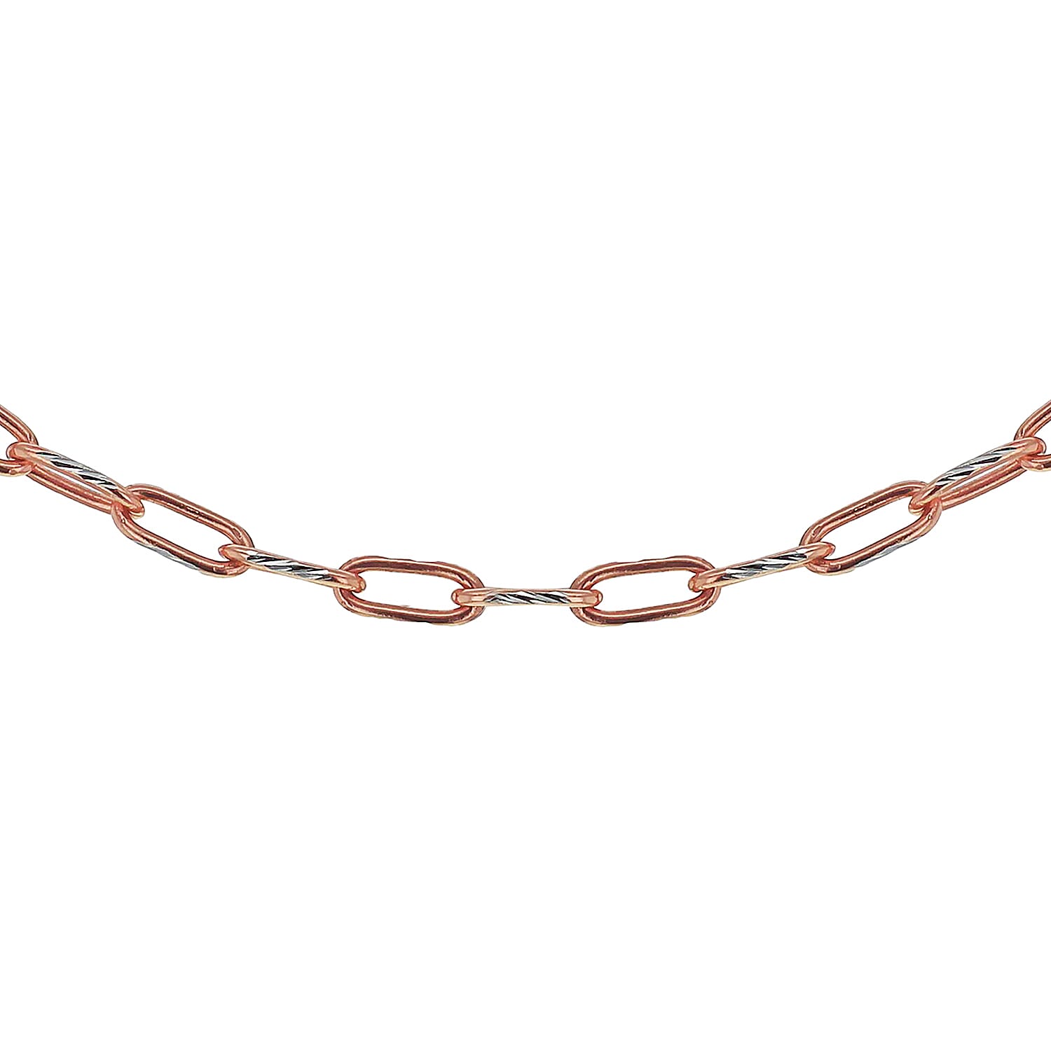 Sterling Silver 2 Tone Diamond Cut Paperclip Chain 18 Inch 7611208 3