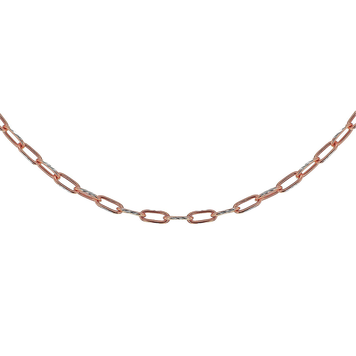 Sterling Silver 2 Tone Diamond Cut Paperclip Chain 24 Inch 7611210 0