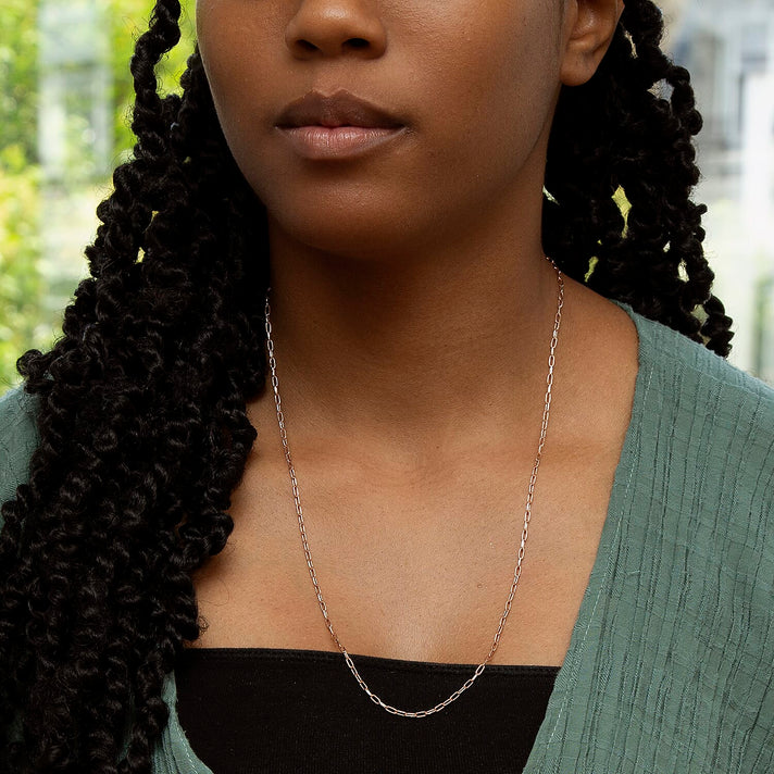 Sterling Silver 2 Tone Diamond Cut Paperclip Chain 24 Inch 7611210 2