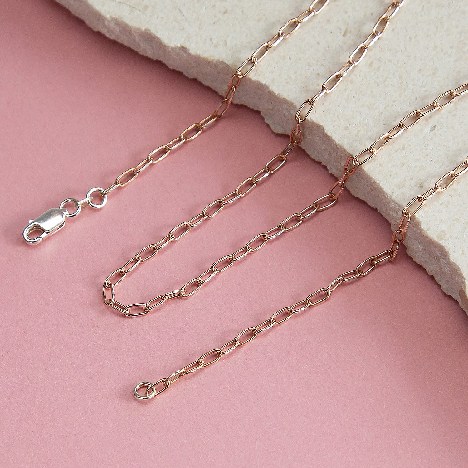 Sterling Silver 2 Tone Diamond Cut Paperclip Chain 24 Inch 7611210 2