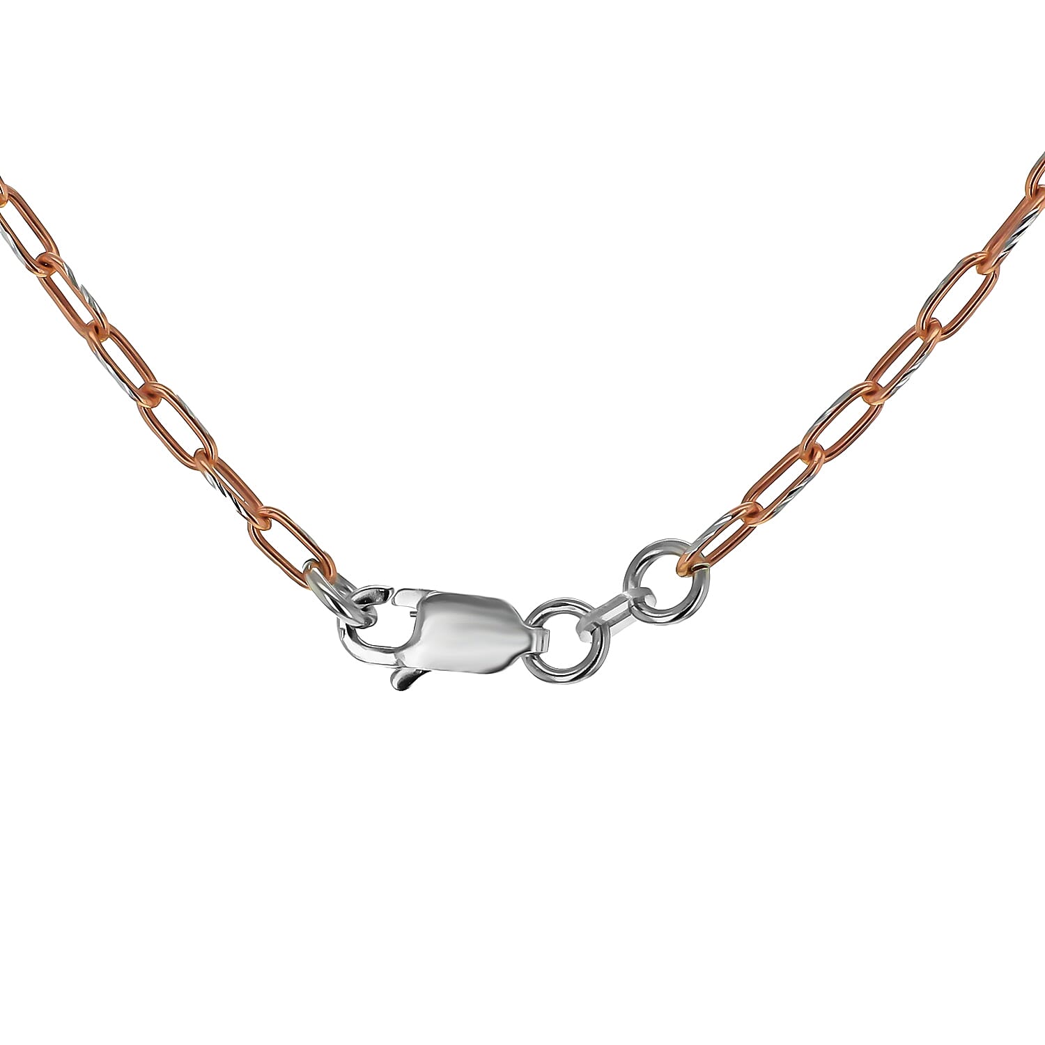 Sterling Silver 2 Tone Diamond Cut Paperclip Chain 24 Inch 7611210 4