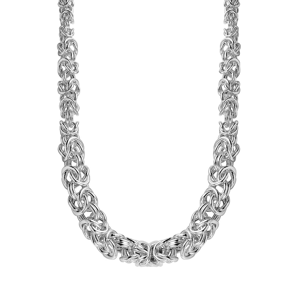 Sterling Silver Graduated Byzantine Chain Necklace (Size 18) with Lobster Clasp, Silver Wt. 11.30 Gms.