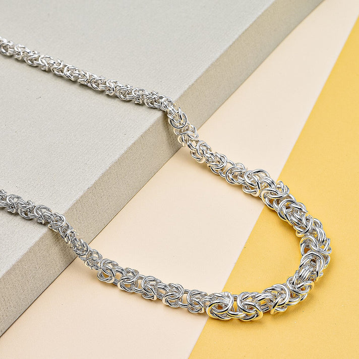 Sterling Silver 3.5mm - 6mm Graduated Byzantine Chain Necklace 18 Inch 8928812 2