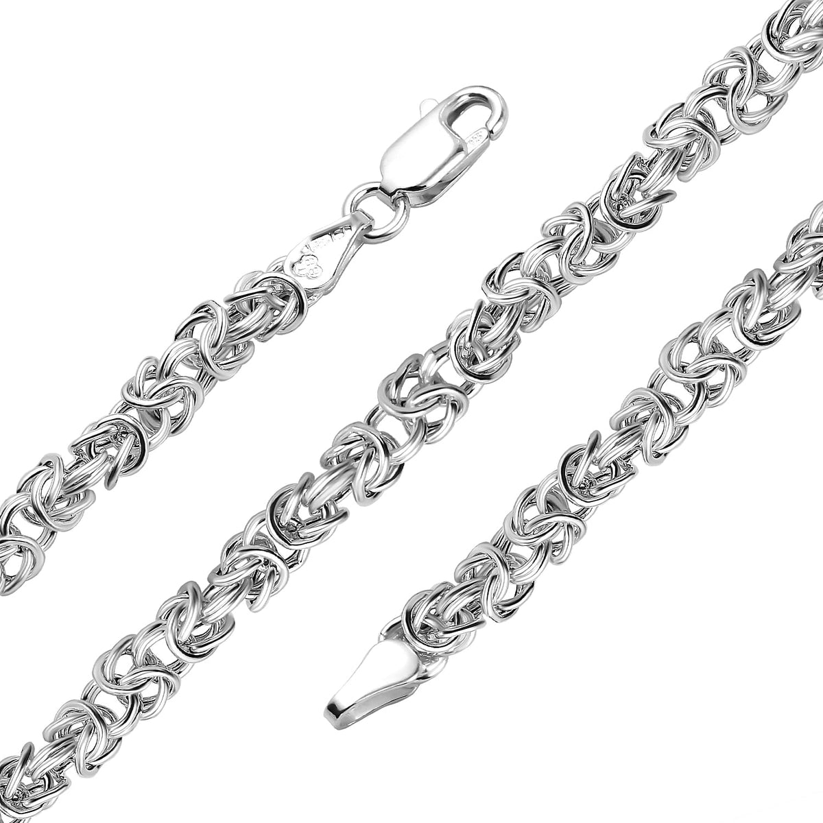 Sterling Silver 3.5mm - 6mm Graduated Byzantine Chain Necklace 18 Inch 8928812 2