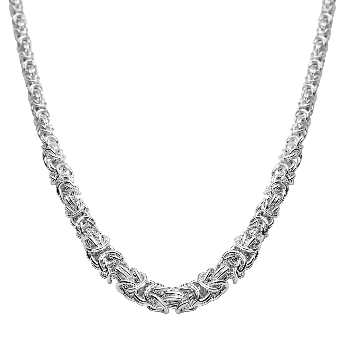 Sterling Silver 3.5mm - 6mm Graduated Byzantine Chain Necklace 18 Inch 8928812 3