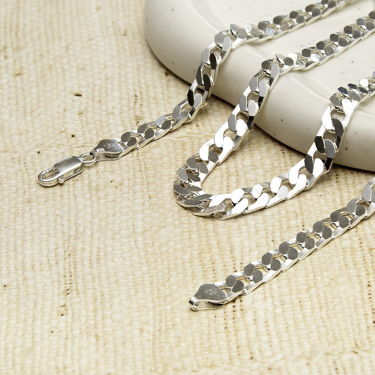 Sterling Silver 7mm Flat Square-Link Curb Chain 18 Inch 8927109 2