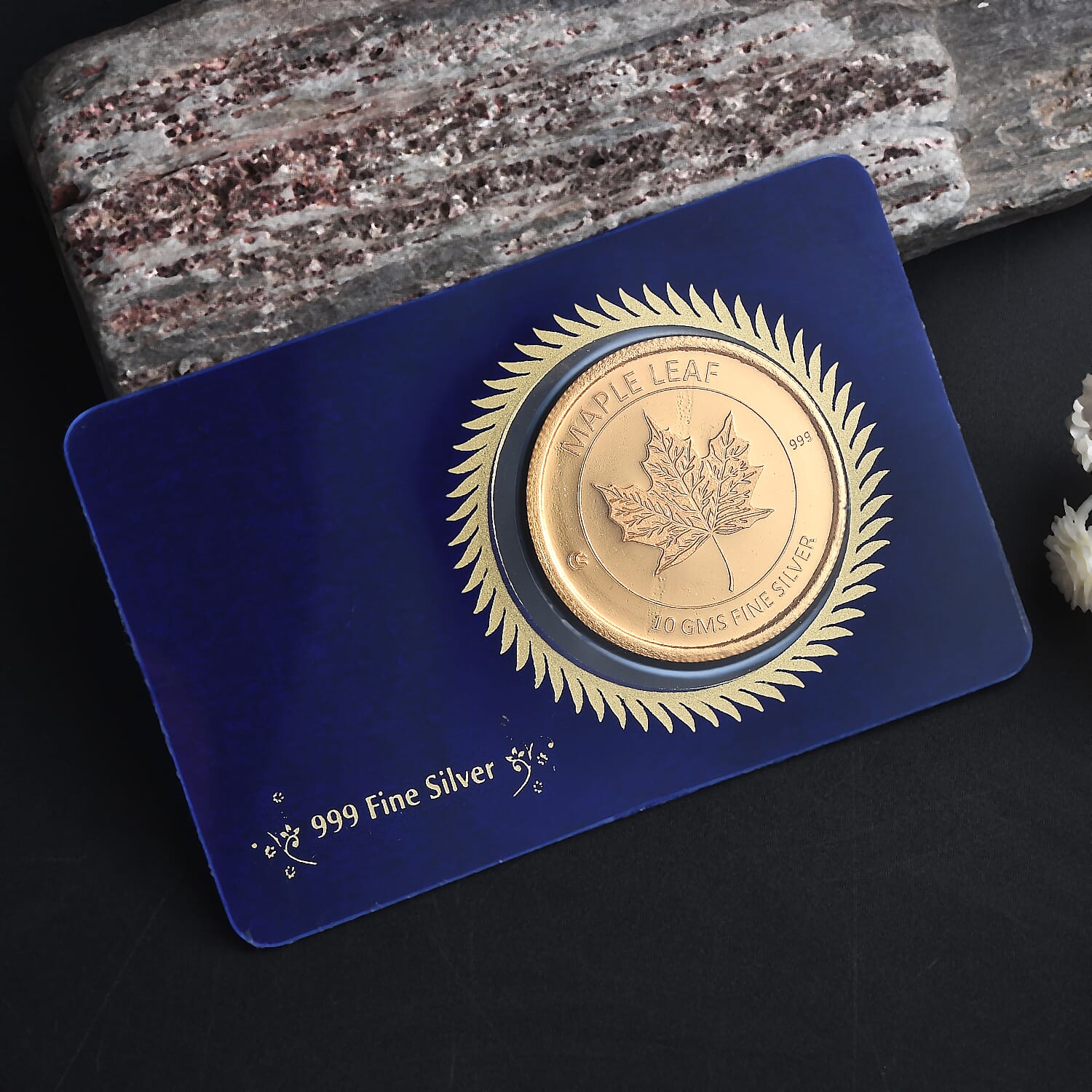 999 Fine Silver Maple Leaf Coin in Yellow Gold Plating, Silver Wt. 10.00 Gms. 8131935 6