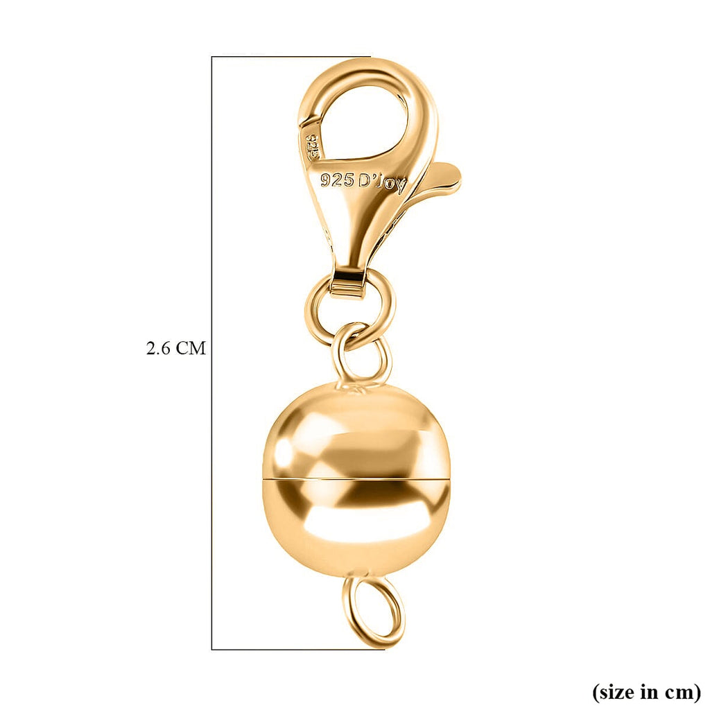 10 mm Round Magnetic Lock with 11 mm Lobster Clasp in Yellow Gold Plated Sterling Silver