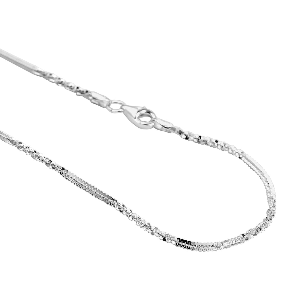 Italian Made- Sterling Silver Alternate Margarita Necklace (Size - 20) with Lobster Clasp