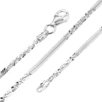 Italian Made- Sterling Silver Alternate Margarita Necklace (Size - 20) with Lobster Clasp