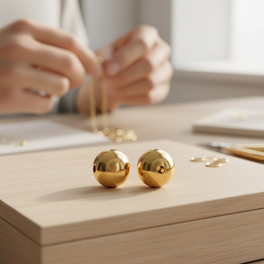 Sterling Silver Ball in Yellow Gold Plating V32514543 2