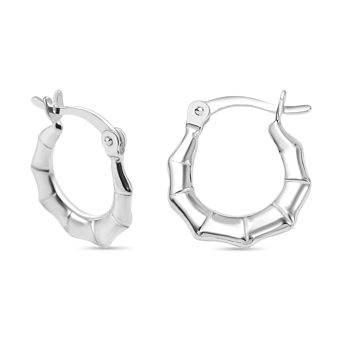 Sterling Silver Bamboo Creole Earrings 7722995 0