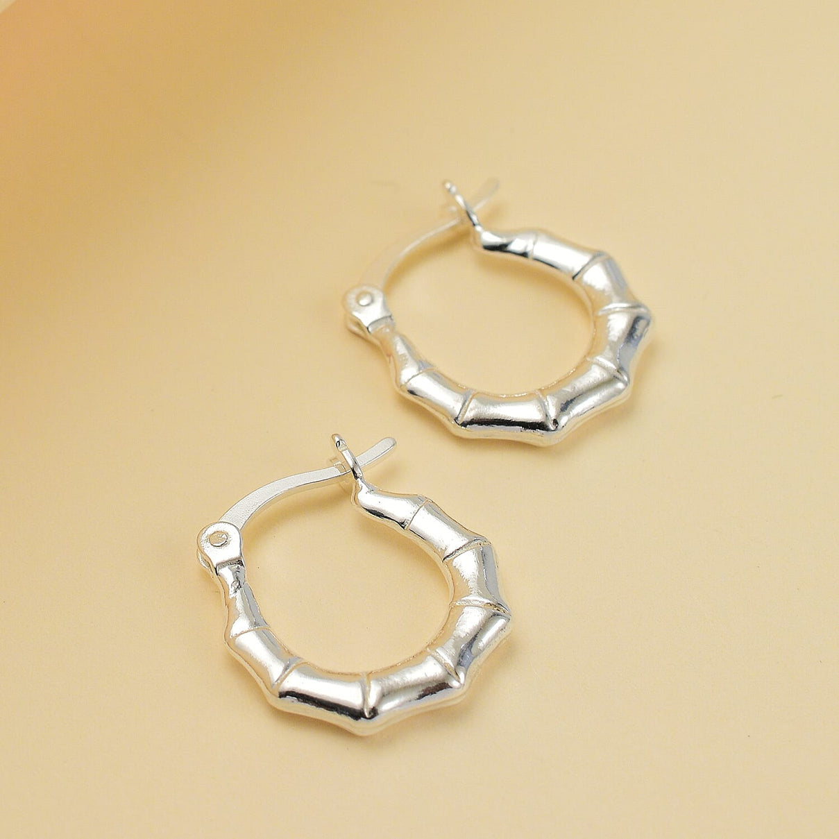 Sterling Silver Bamboo Creole Earrings 7722995 1