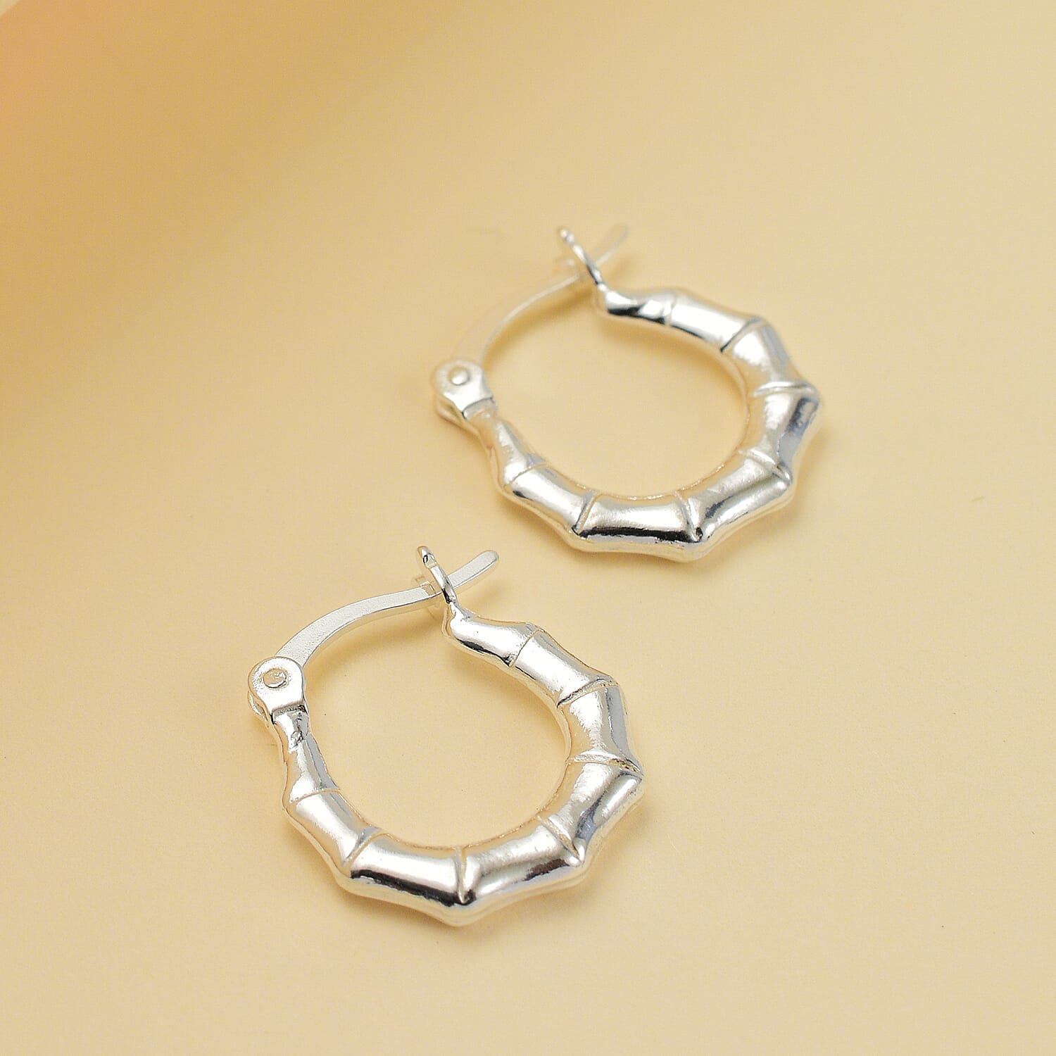 Sterling Silver Bamboo Creole Earrings 7722995 1