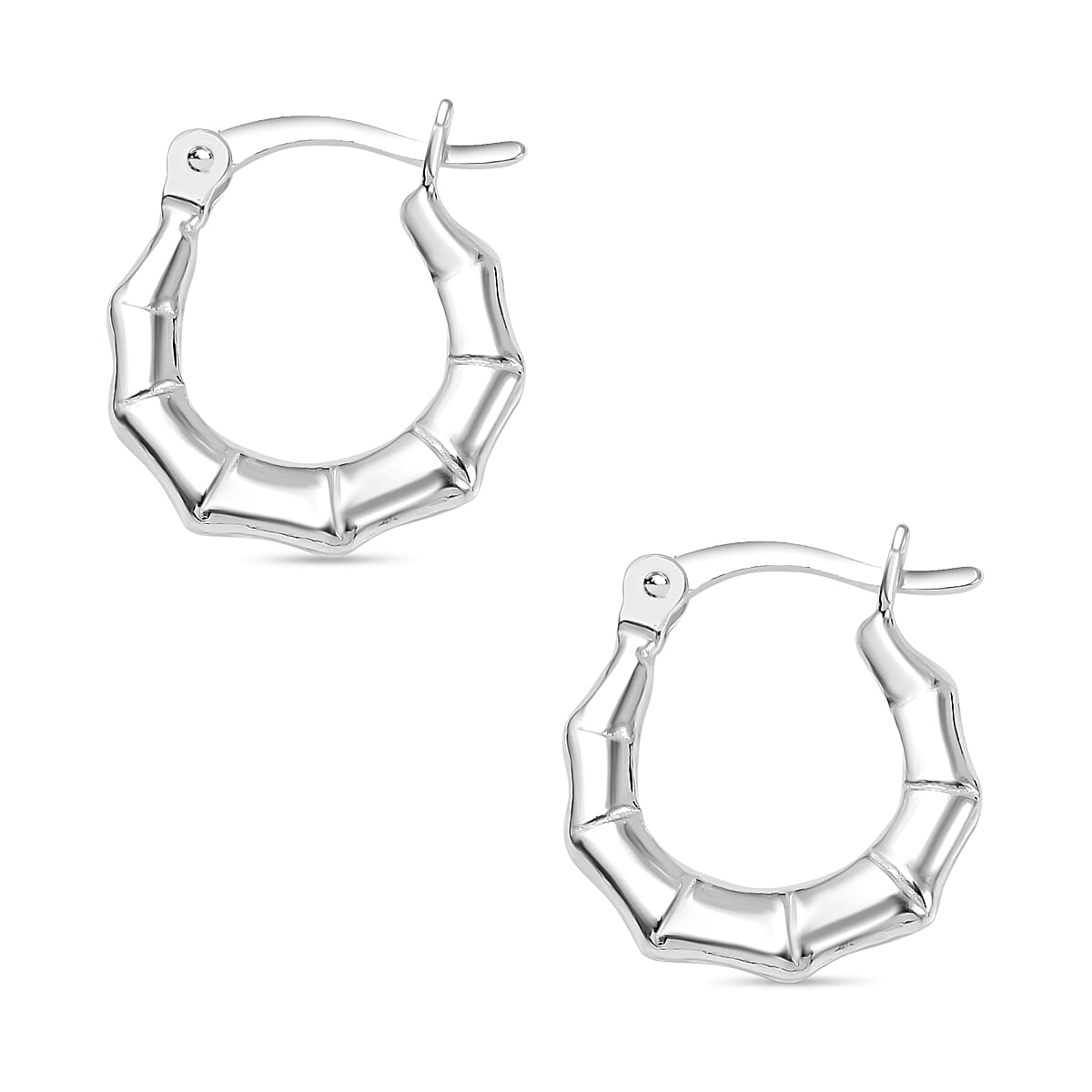 Sterling Silver Bamboo Creole Earrings 7722995 3