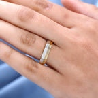 Dual Tone Band Ring in 18K Vermeil Yellow Gold Plated & Platinum Overlay Sterling Silver