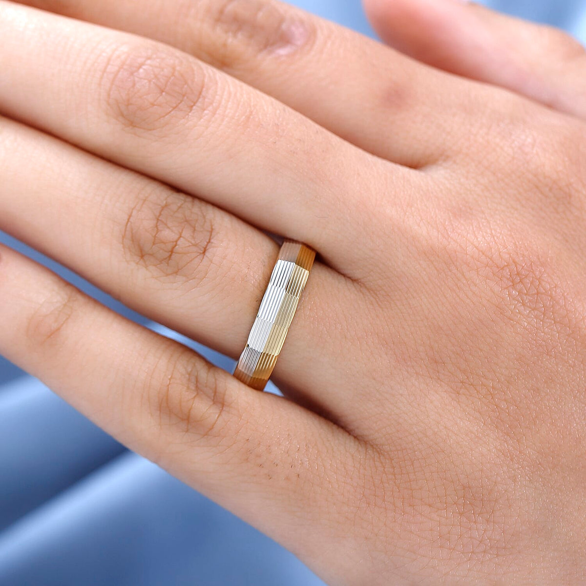 Dual Tone Wedding Band Ring in Sterling Silver 7518844 2