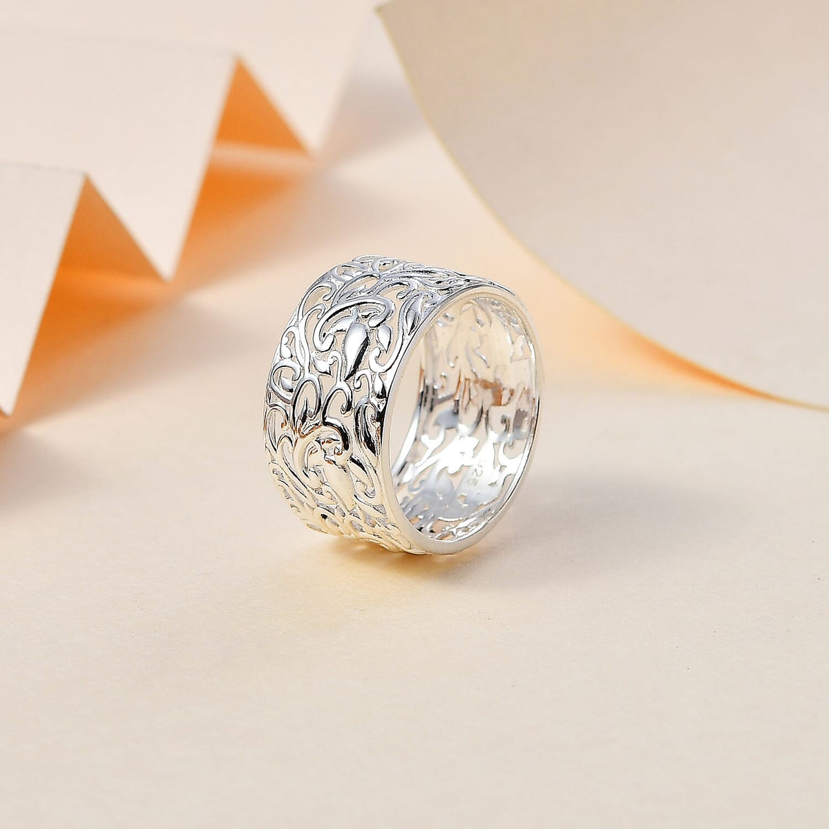 Designer Inpired Milan Closeout Deal - Sterling Silver Filigree Band Ring 7777477 1