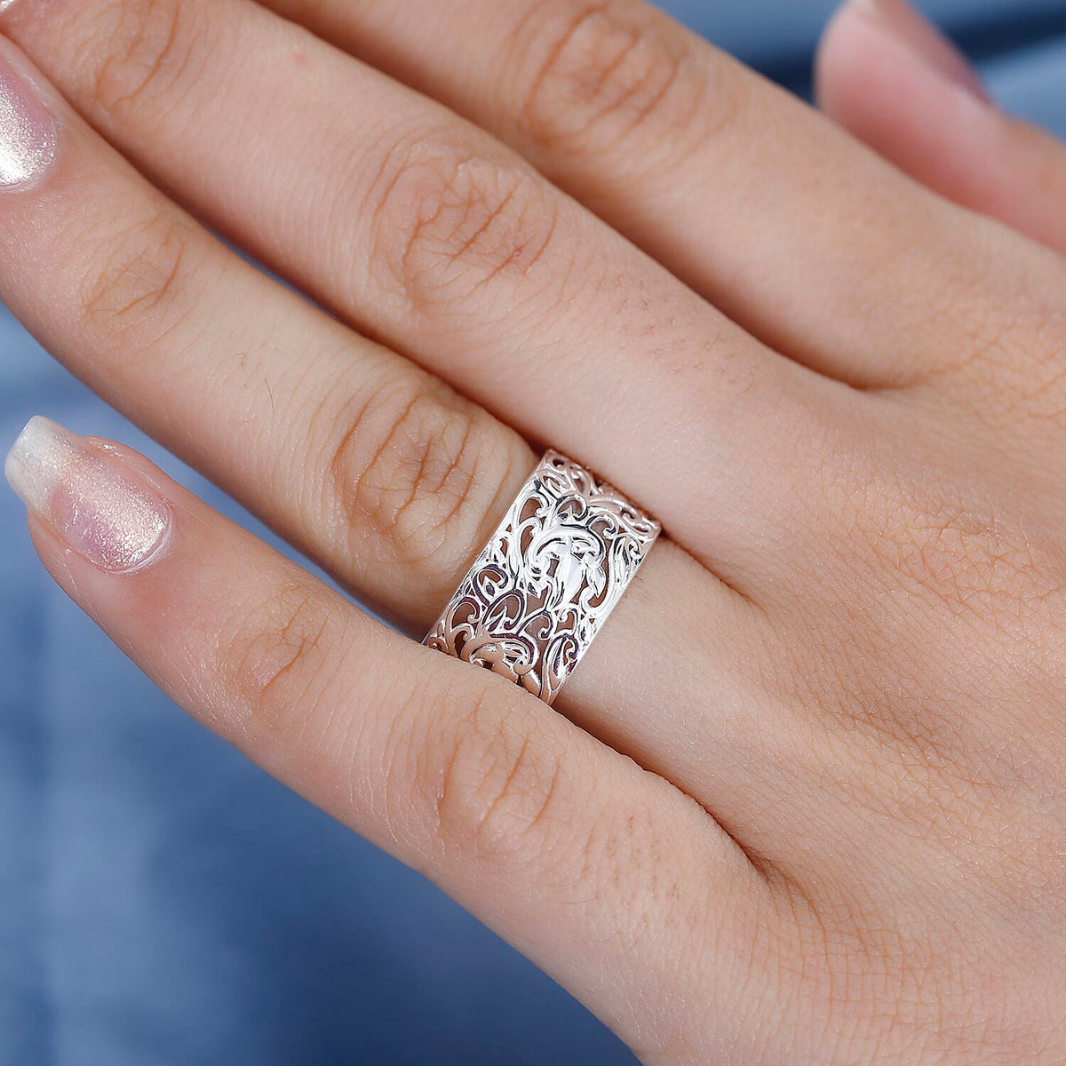 Designer Inpired Milan Closeout Deal - Sterling Silver Filigree Band Ring 7777477 2