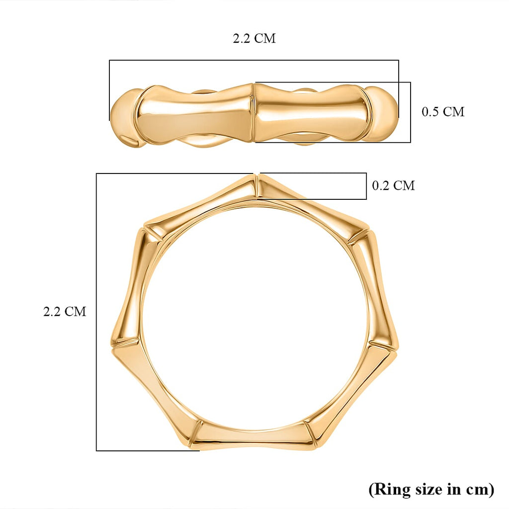 Designer Inspired  - Yellow Gold Overlay Sterling Silver Bamboo Ring