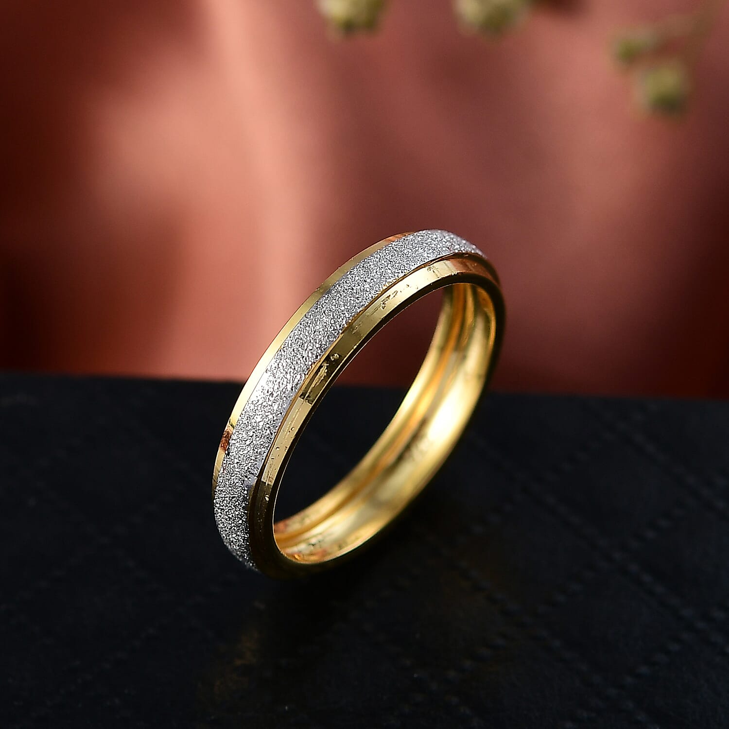 Sterling Silver Band Ring in Yellow Gold Plated &amp; Platinum Overlay 8292498 1