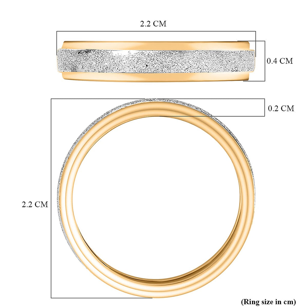 Sterling Silver Band Ring in Yellow Gold Plated & Platinum Overlay