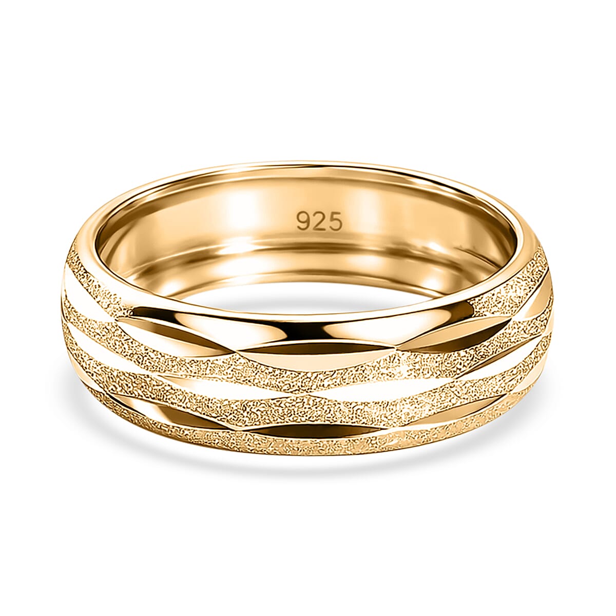 Italian Made Yellow Gold Plated Sterling Silver Diamond-Cut Band Ring 8415524 0