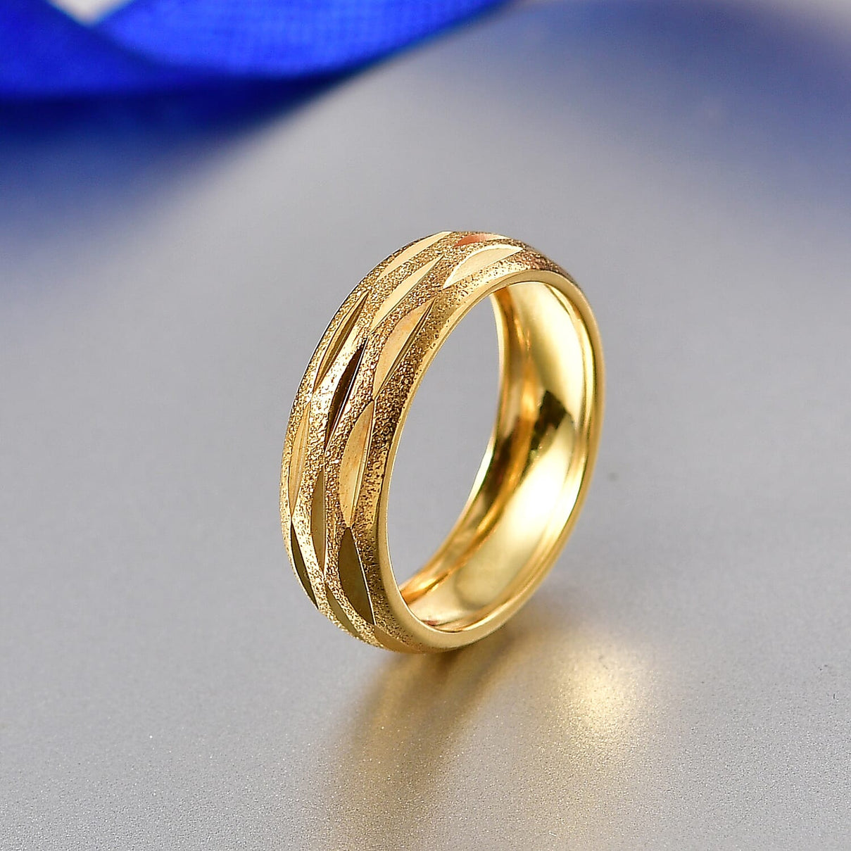 Italian Made Yellow Gold Plated Sterling Silver Diamond-Cut Band Ring 8415524 2