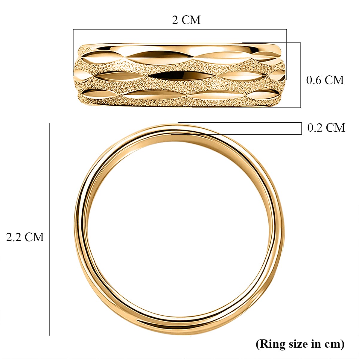 Italian Made Yellow Gold Plated Sterling Silver Diamond-Cut Band Ring 8415524 6