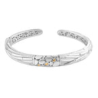 Royal Bali Iconic Edition - Designer Inspired Sterling Silver Unity Bangle with 18K Yellow Gold, Two Tone Wt. 27.25 Gms - 7.5