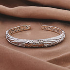 Royal Bali Iconic Edition - Designer Inspired Sterling Silver Unity Bangle with 18K Yellow Gold, Two Tone Wt. 27.25 Gms - 7.5
