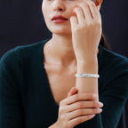 Royal Bali Iconic Edition - Designer Inspired Sterling Silver Unity Bangle with 18K Yellow Gold, Two Tone Wt. 27.25 Gms - 7.5