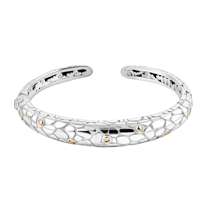 Pebble Textured Cuff Bangle in 18K Yellow Gold Vermeil Plated Sterling Silver 7750124 1