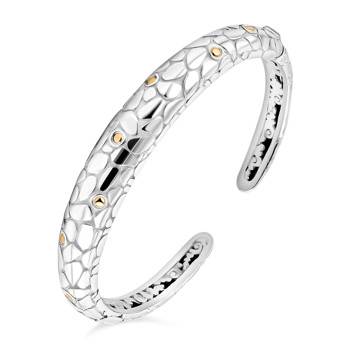 Pebble Textured Cuff Bangle in 18K Yellow Gold Vermeil Plated Sterling Silver 7750124 4