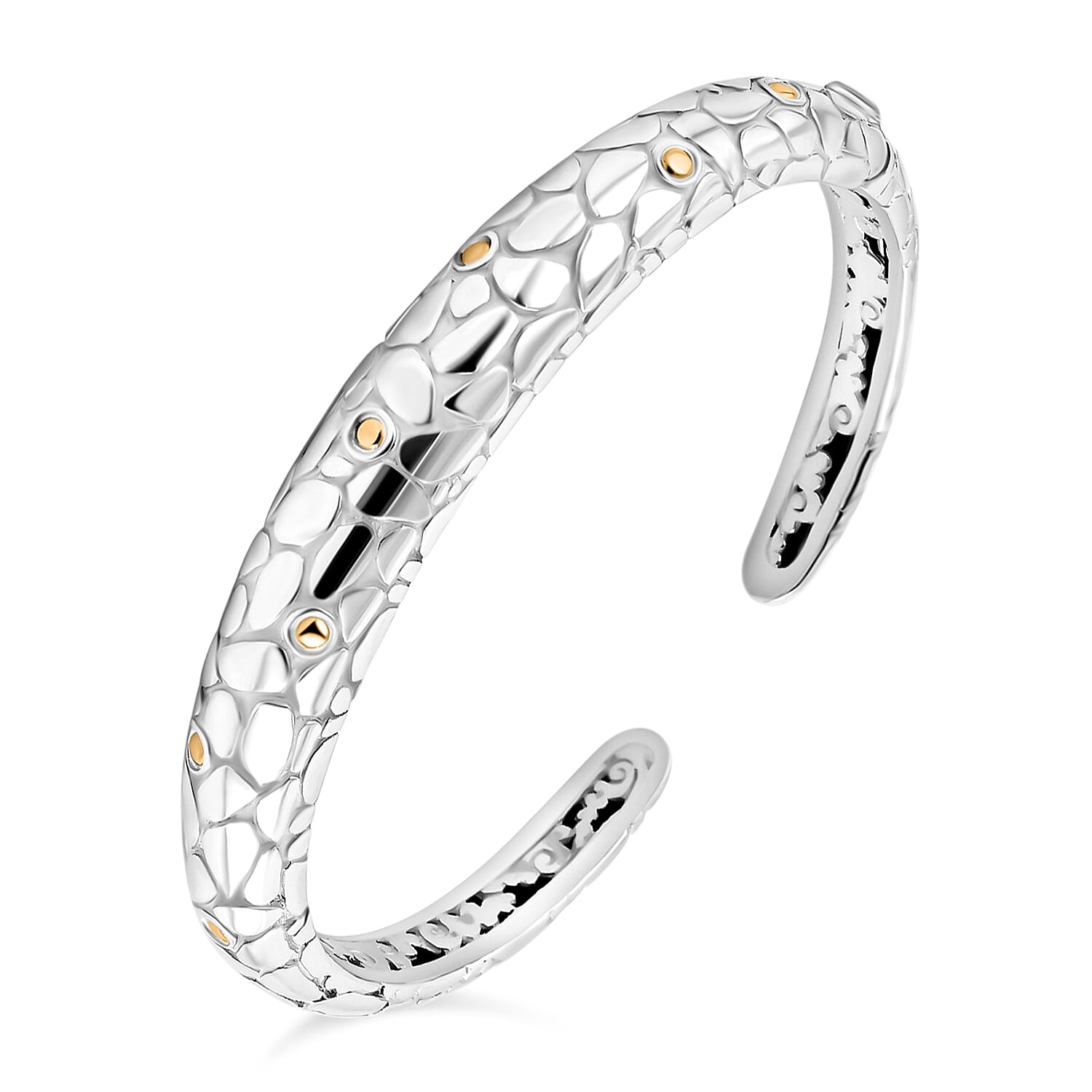 Pebble Textured Cuff Bangle in 18K Yellow Gold Vermeil Plated Sterling Silver 7750124 4