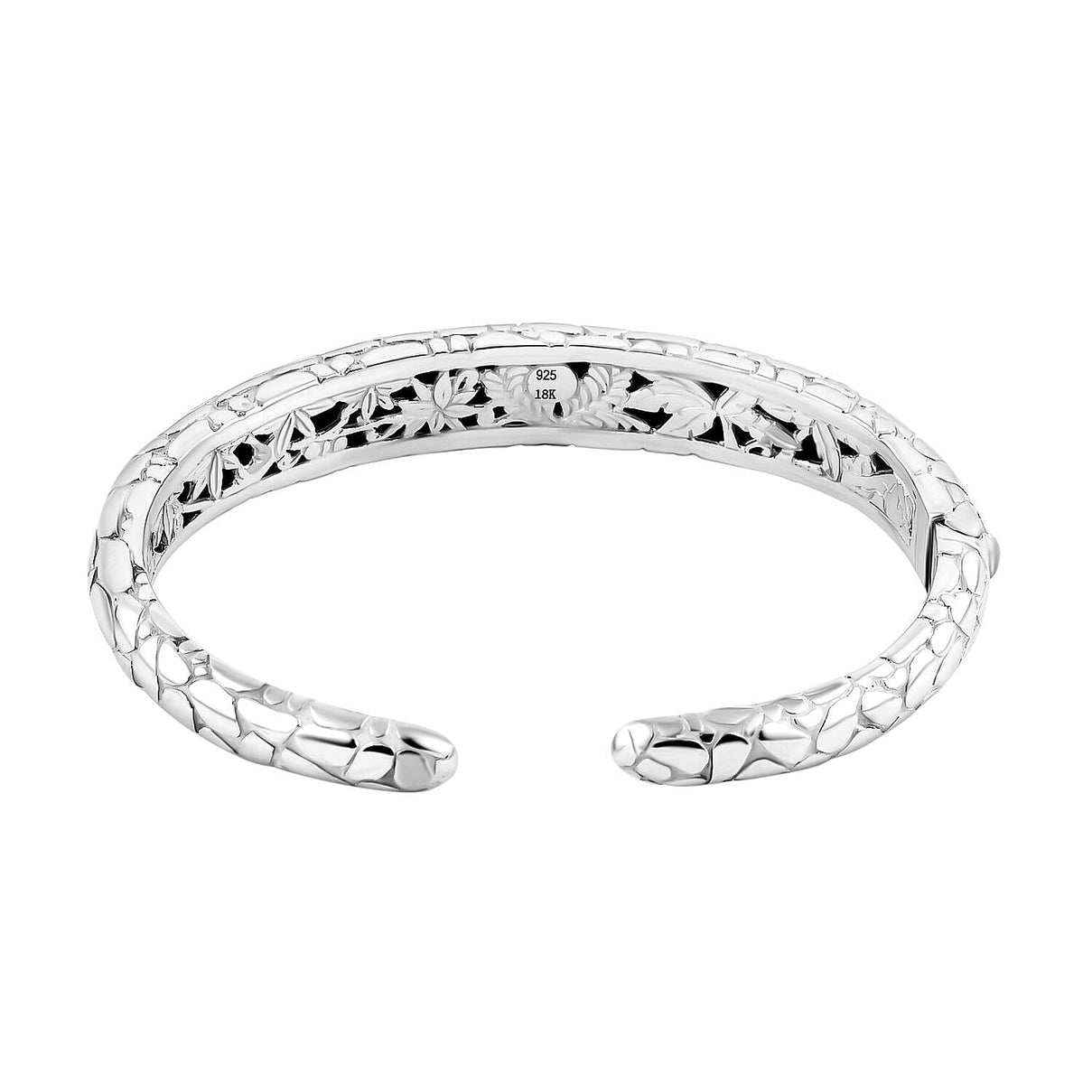 Royal Bali Collection - Sterling Silver Cuff Bangle (Size 8) in 18K Yellow Gold &amp; Silver Plated 7750125 4