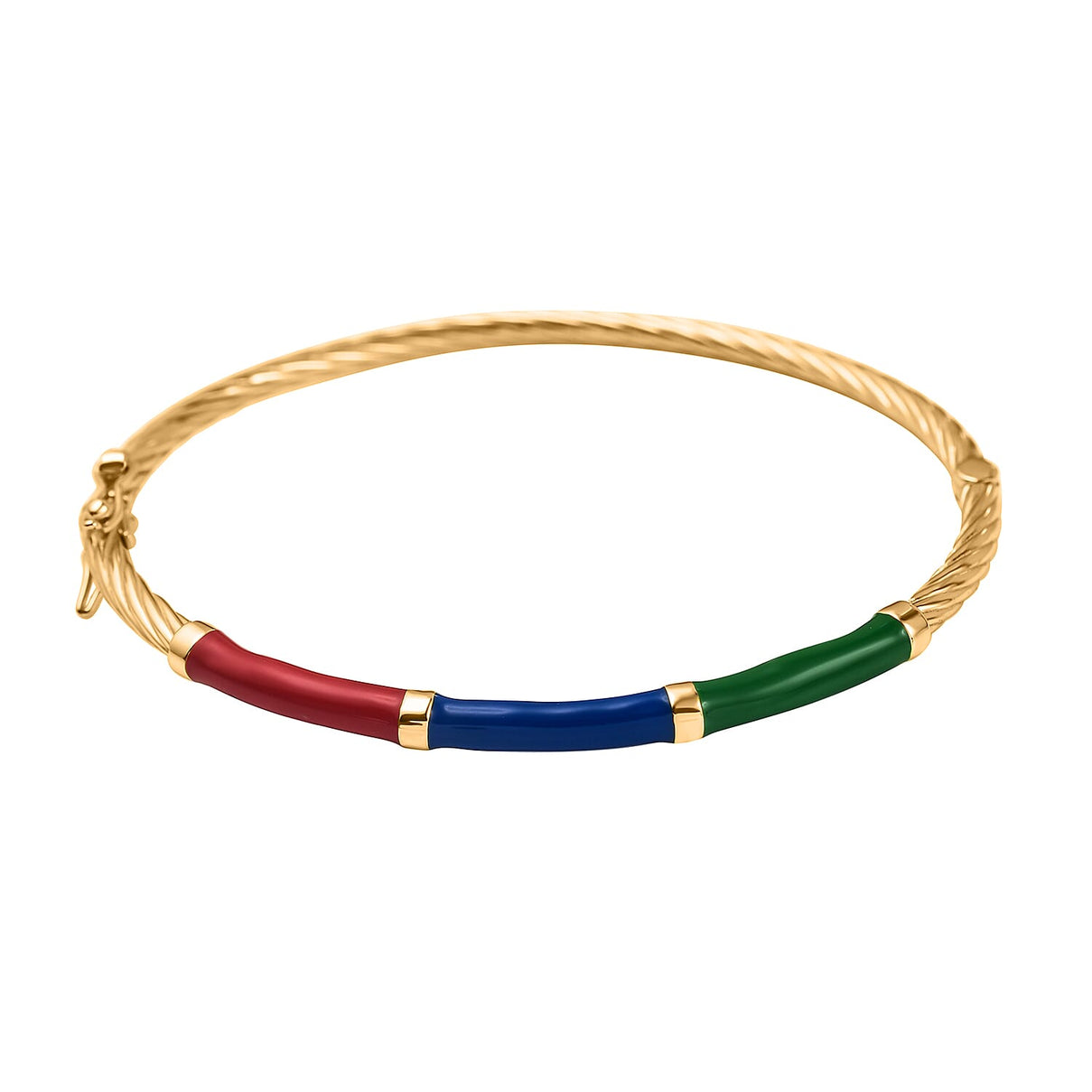 Yellow Gold Plated Sterling Silver Multi Color Enamelled Bangle (Size 7), Silver Wt. 11.5 Gms 7688128 0