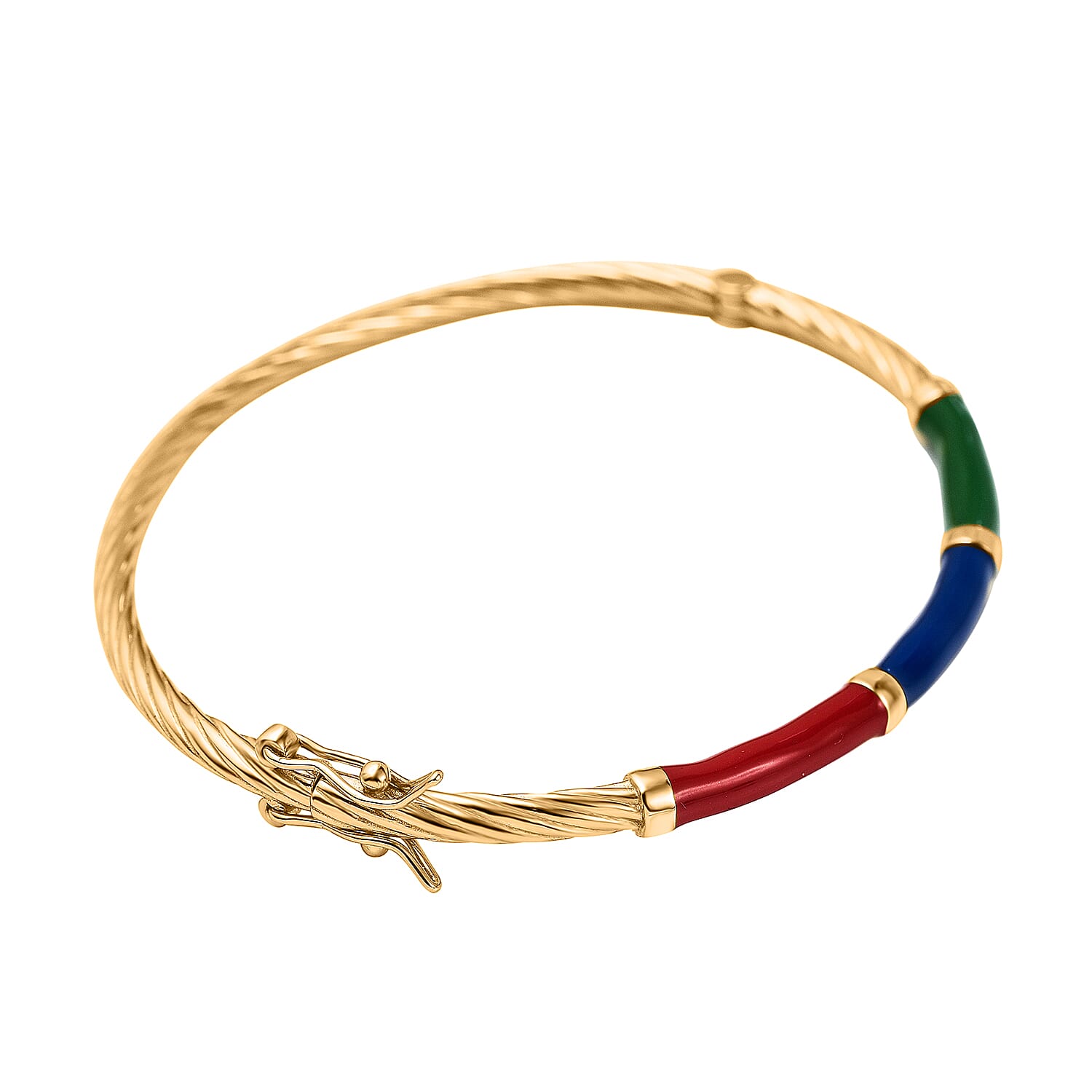 Yellow Gold Plated Sterling Silver Multi Color Enamelled Bangle (Size 7), Silver Wt. 11.5 Gms 7688128 2