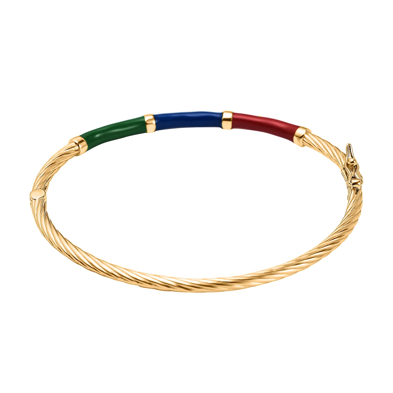 Yellow Gold Plated Sterling Silver Multi Color Enamelled Bangle (Size 7), Silver Wt. 11.5 Gms 7688128 4