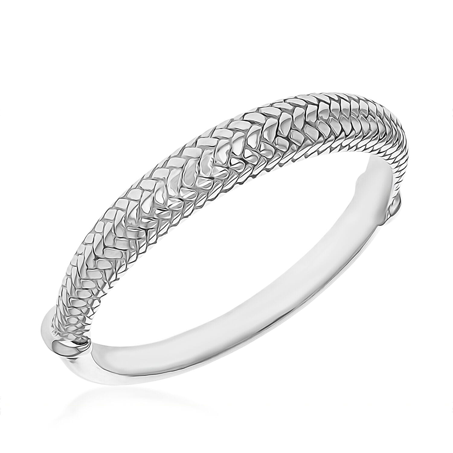 Sterling Silver Half Woven Pattern Bangle (Size - 7-8) 7312988 0