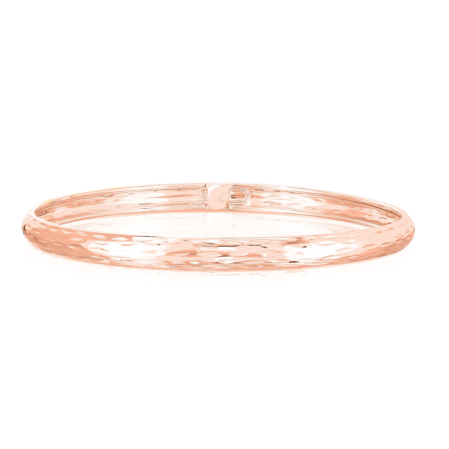 JCK Vegas Closeout - Rose Gold Overlay Sterling Silver Diamond Cut Bangle (Size 8.0) 7814571 0