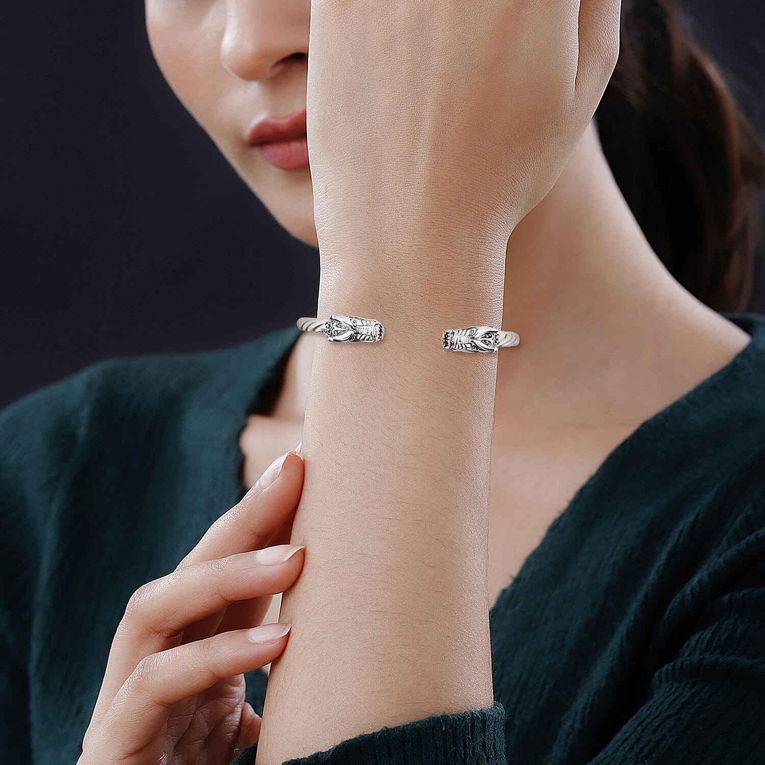 Royal Bali Collection - Sterling Silver Cuff Bangle (Size 7), Silver Wt. 21.30 Gms 7689665 2