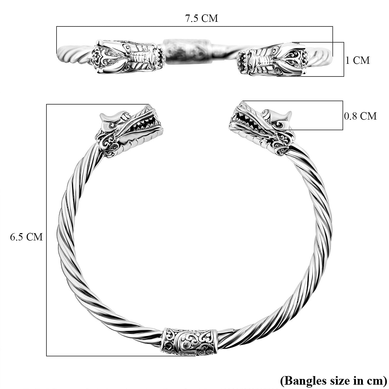 Royal Bali Collection - Sterling Silver Cuff Bangle (Size 7), Silver Wt. 21.30 Gms 7689665 5